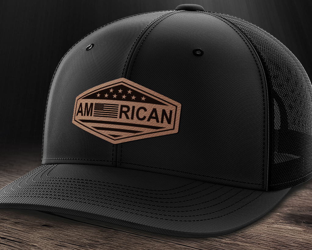 American, Leather Patch Trucker Hat