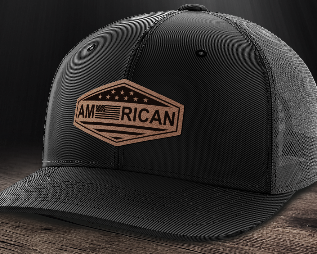 American, Leather Patch Trucker Hat