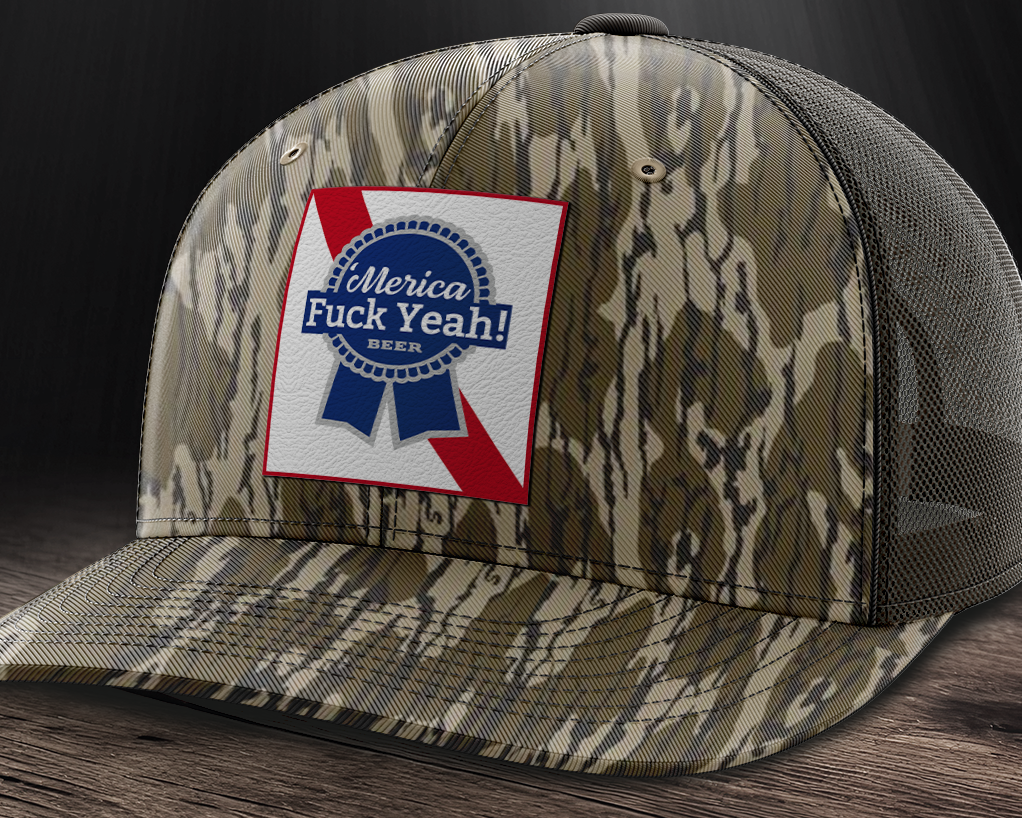 Merica F Yeah, Leather Patch Trucker Hat