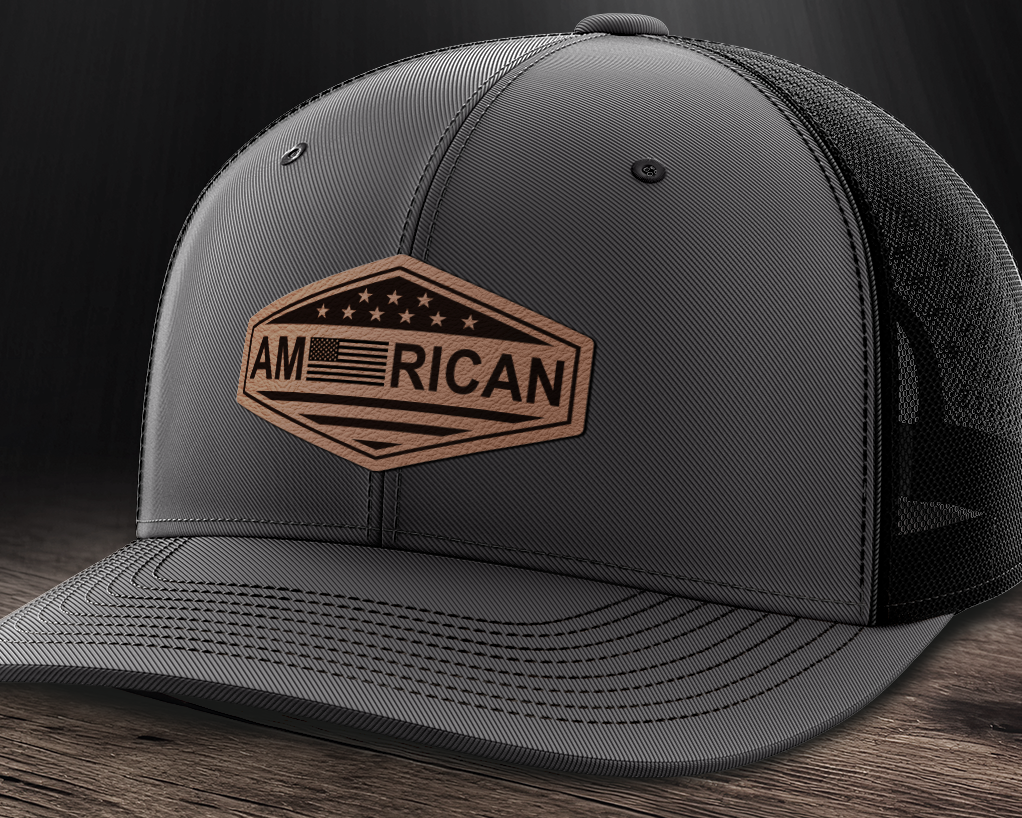 American, Leather Patch Trucker Hat