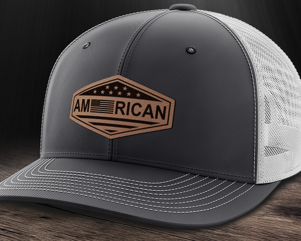 American, Leather Patch Trucker Hat