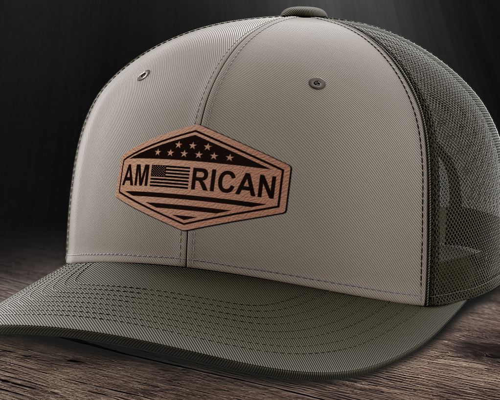 American, Leather Patch Trucker Hat