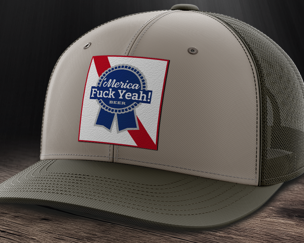 Merica F Yeah, Leather Patch Trucker Hat