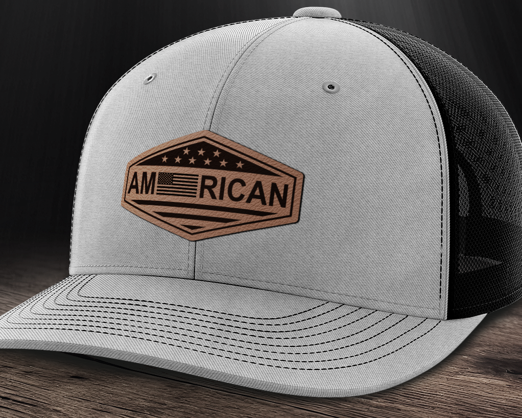 American, Leather Patch Trucker Hat