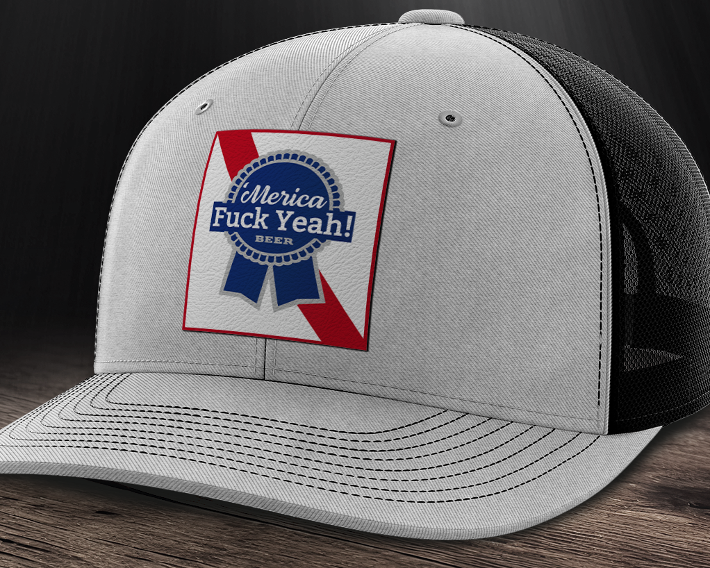 Merica F Yeah, Leather Patch Trucker Hat