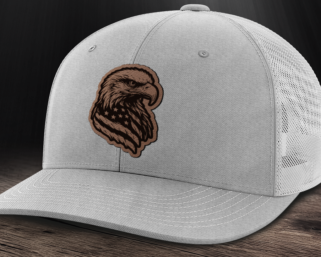 Eagle Flag, Leather Patch Trucker Hat