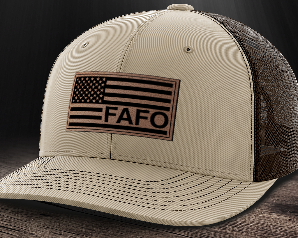 F Around and Find Out, FAFO Flag Hat, Leather Patch Trucker Hat