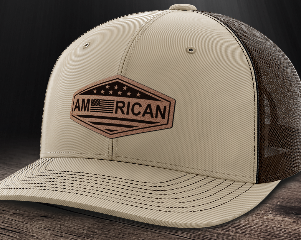 American, Leather Patch Trucker Hat