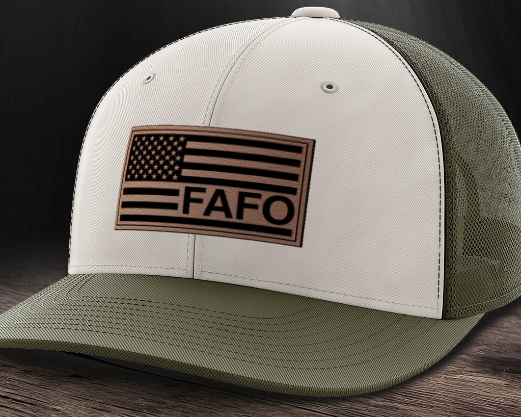 F Around and Find Out, FAFO Flag Hat, Leather Patch Trucker Hat