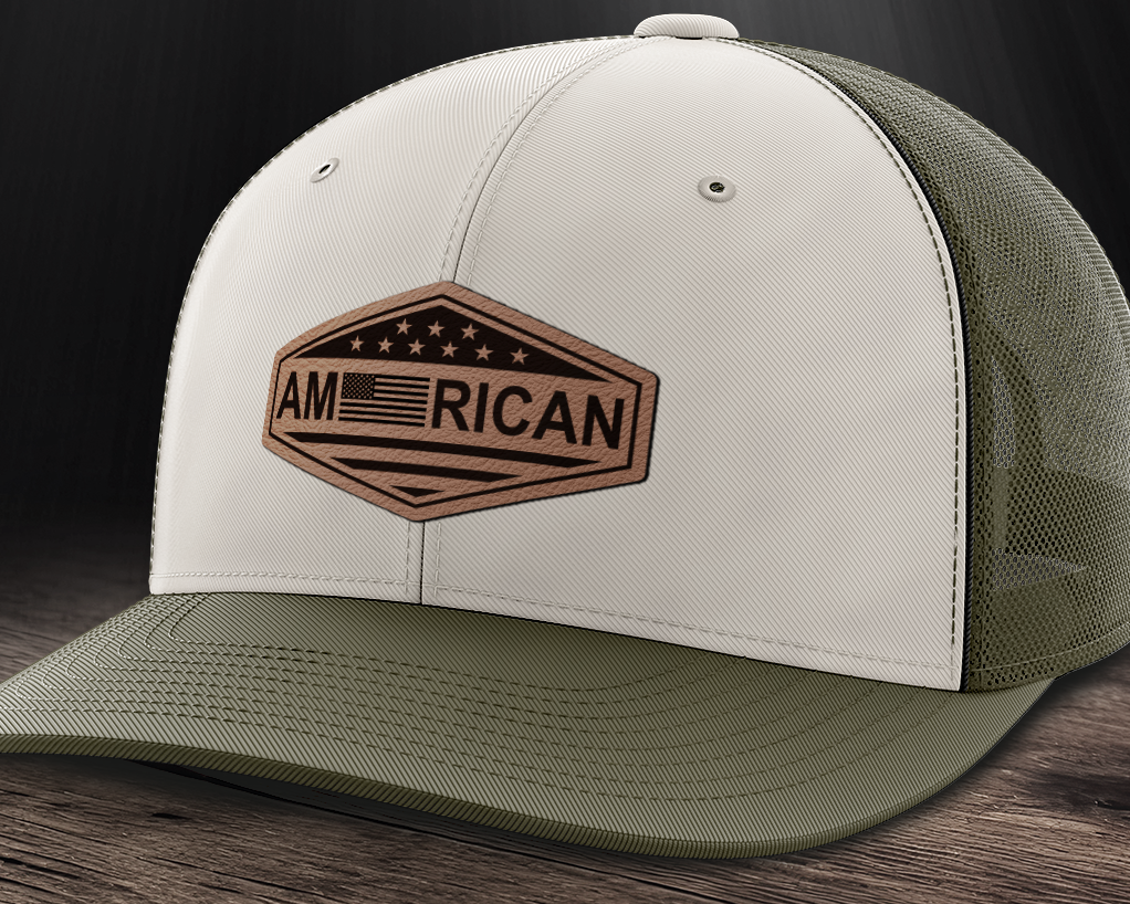 American, Leather Patch Trucker Hat