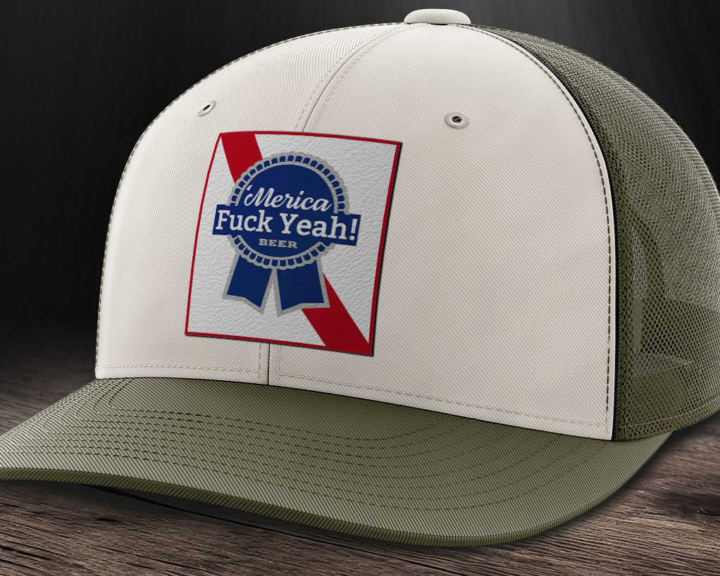 Merica F Yeah, Leather Patch Trucker Hat