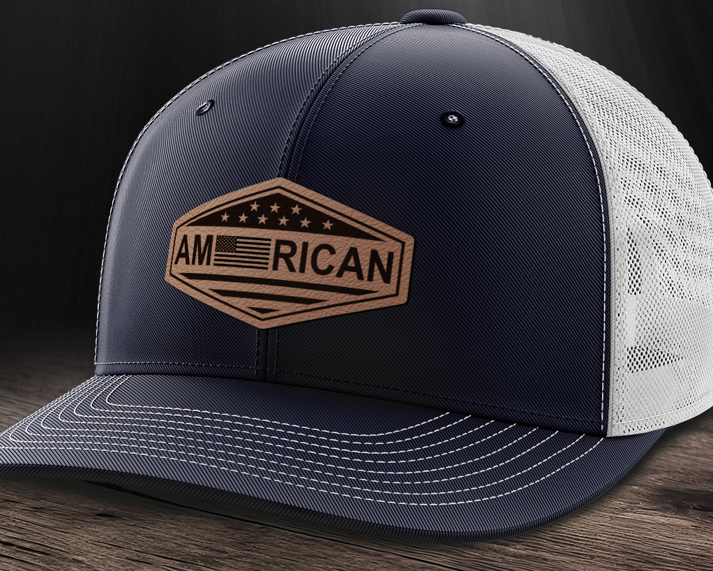 American, Leather Patch Trucker Hat