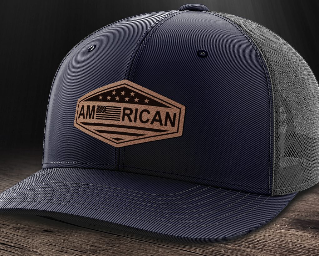 American, Leather Patch Trucker Hat