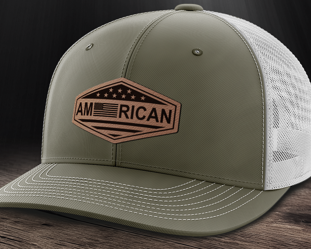 American, Leather Patch Trucker Hat