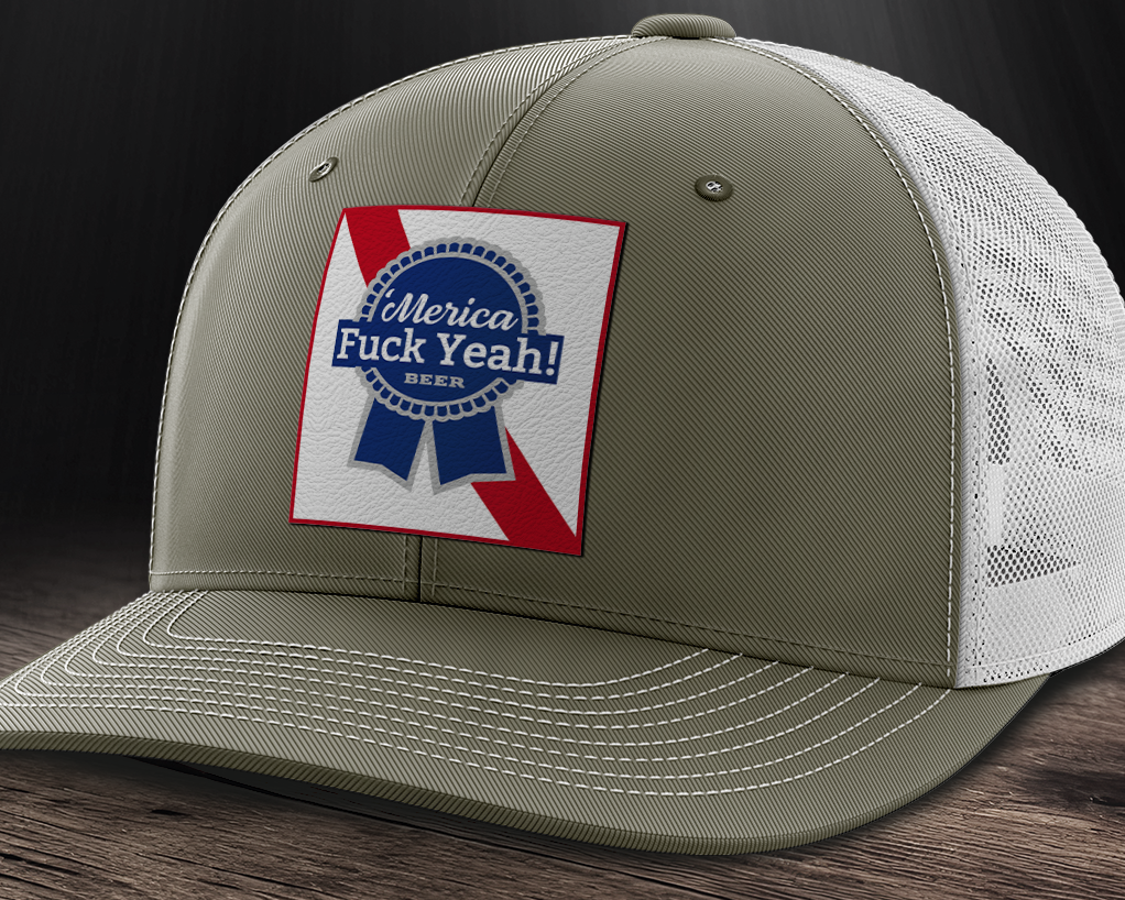 Merica F Yeah, Leather Patch Trucker Hat