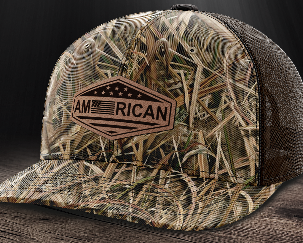 American, Leather Patch Trucker Hat