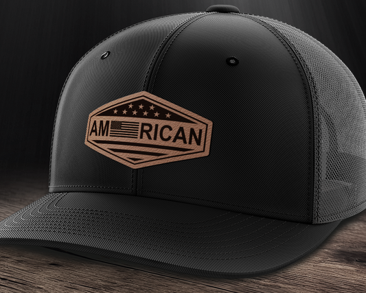 American, Leather Patch Trucker Hat