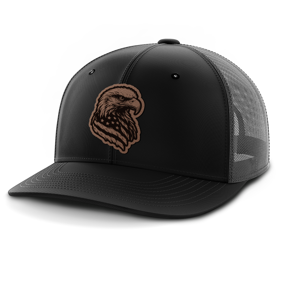 Eagle Flag, Leather Patch Trucker Hat