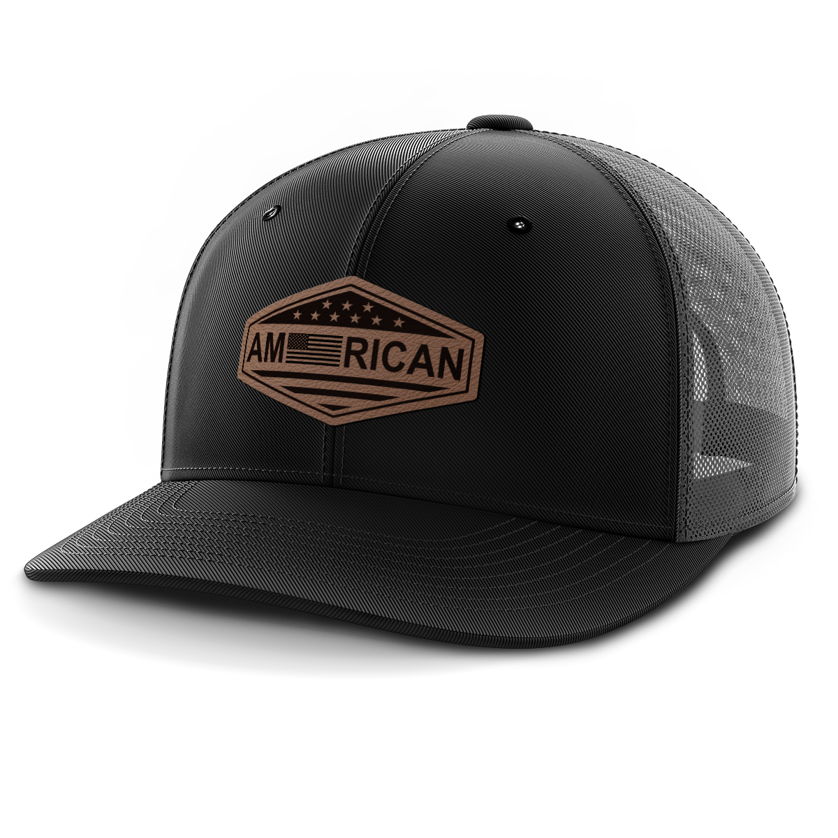 American, Leather Patch Trucker Hat