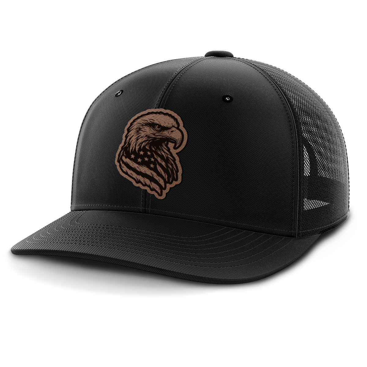 Eagle Flag, Leather Patch Trucker Hat
