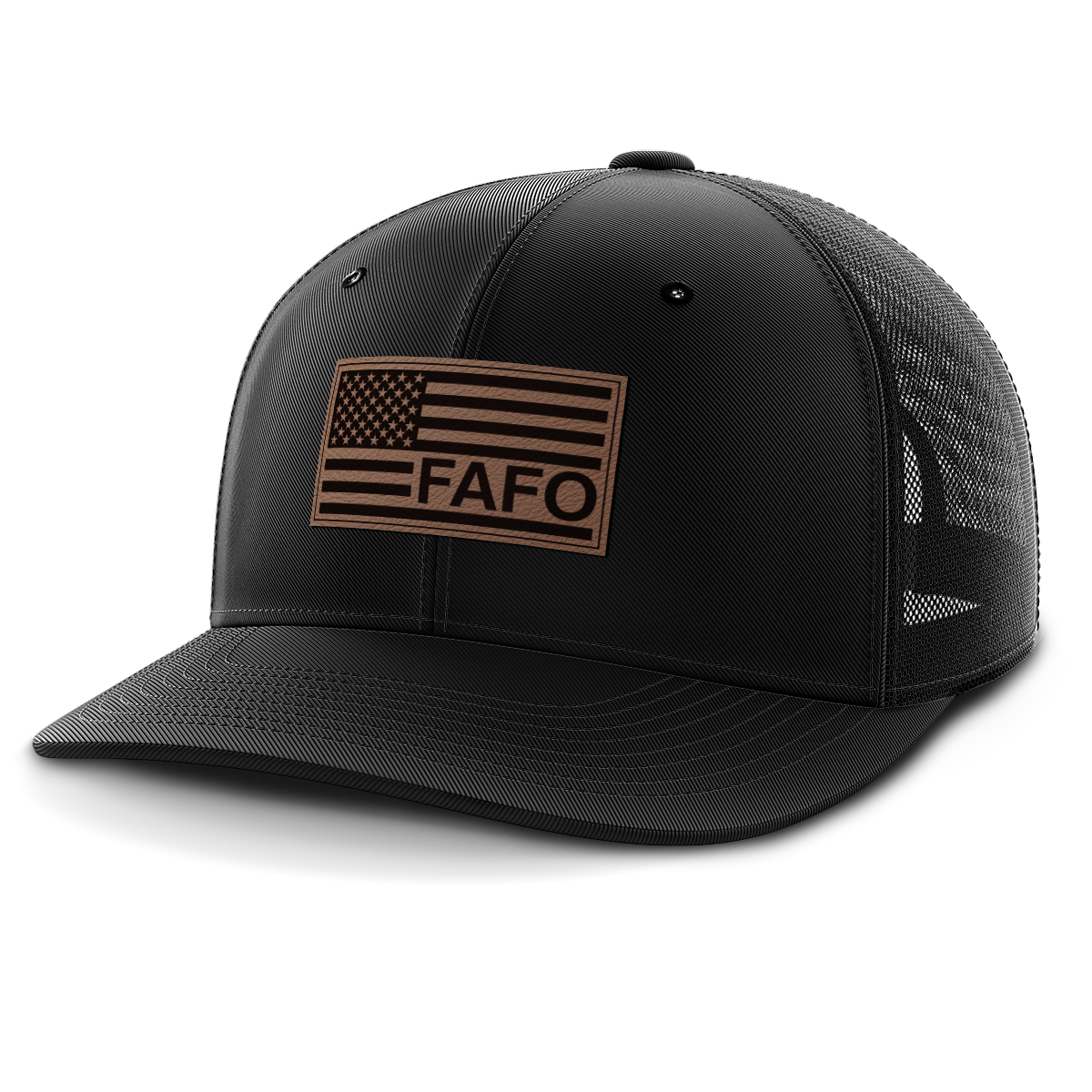 F Around and Find Out, FAFO Flag Hat, Leather Patch Trucker Hat