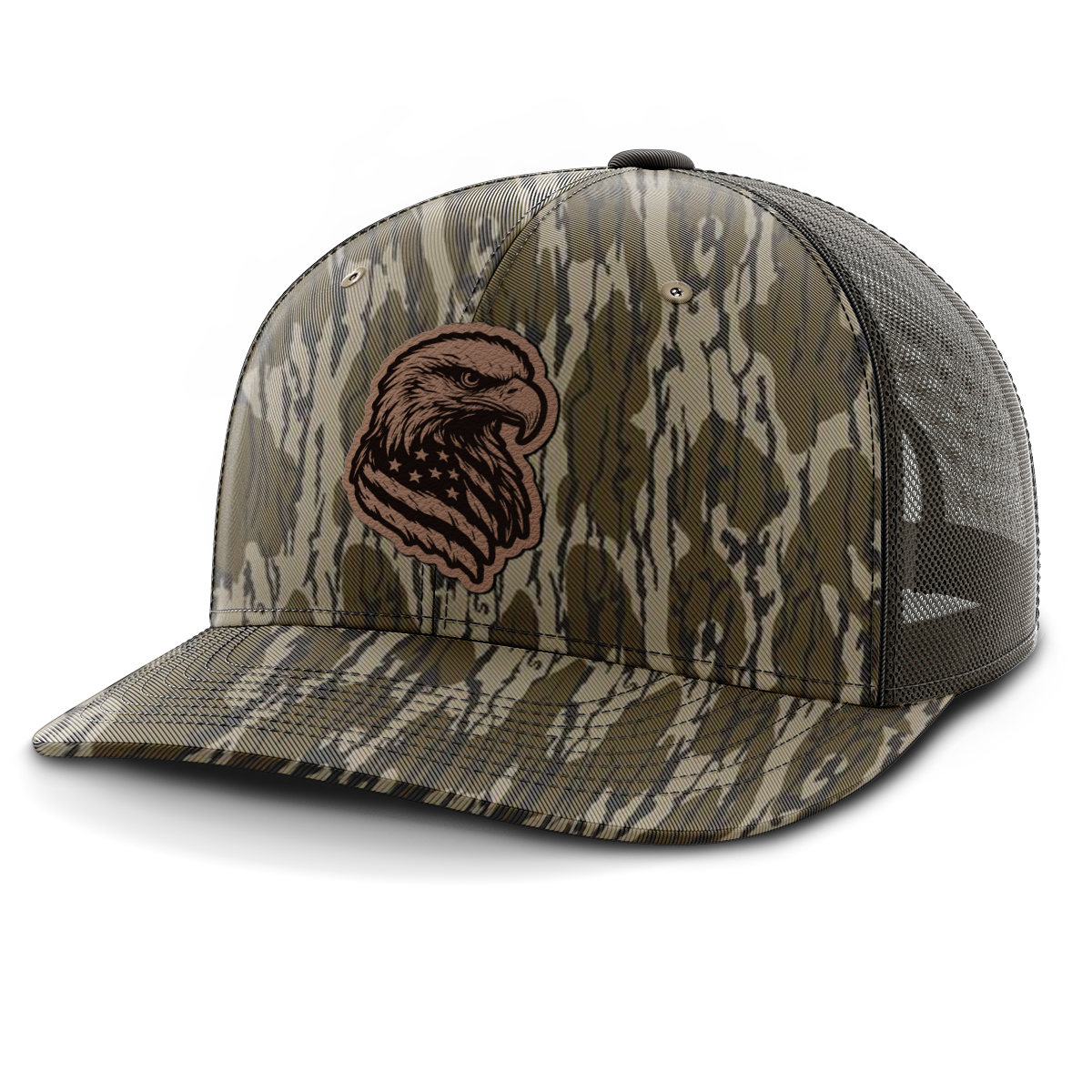Eagle Flag, Leather Patch Trucker Hat