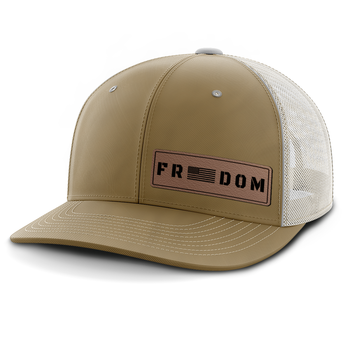 Freedom (left), Leather Patch Trucker Hat