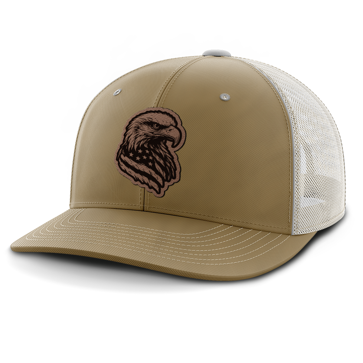 Eagle Flag, Leather Patch Trucker Hat