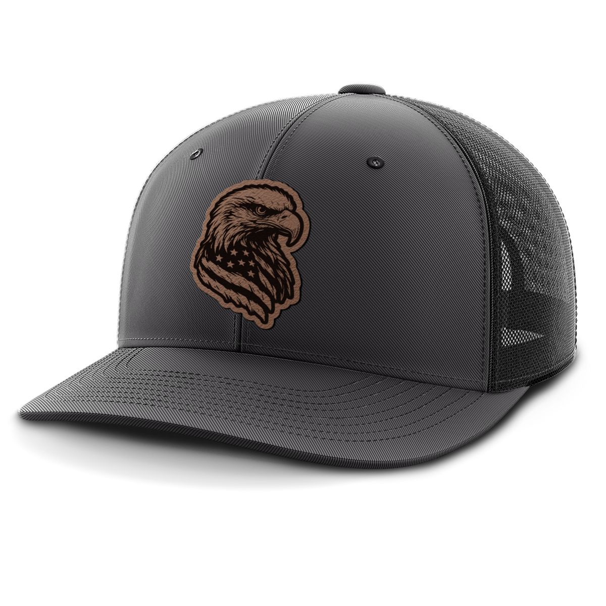 Eagle Flag, Leather Patch Trucker Hat