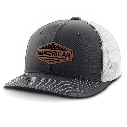 American, Leather Patch Trucker Hat