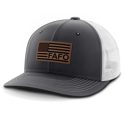 F Around and Find Out, FAFO Flag Hat, Leather Patch Trucker Hat