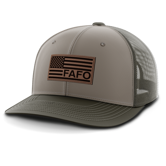F Around and Find Out, FAFO Flag Hat, Leather Patch Trucker Hat