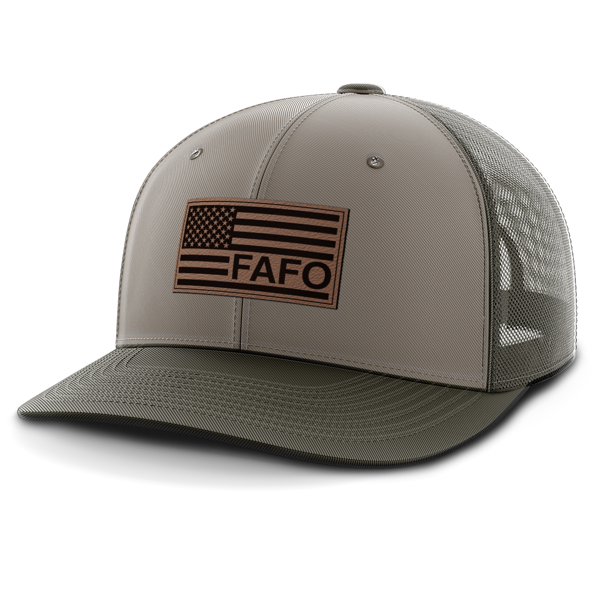 F Around and Find Out, FAFO Flag Hat, Leather Patch Trucker Hat