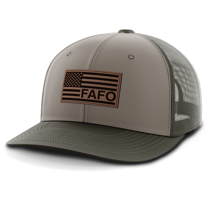 F Around and Find Out, FAFO Flag Hat, Leather Patch Trucker Hat