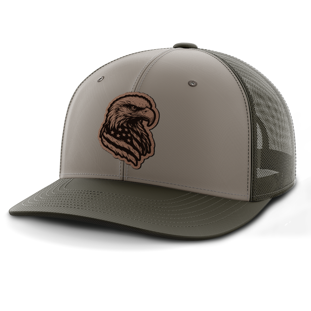 Eagle Flag, Leather Patch Trucker Hat