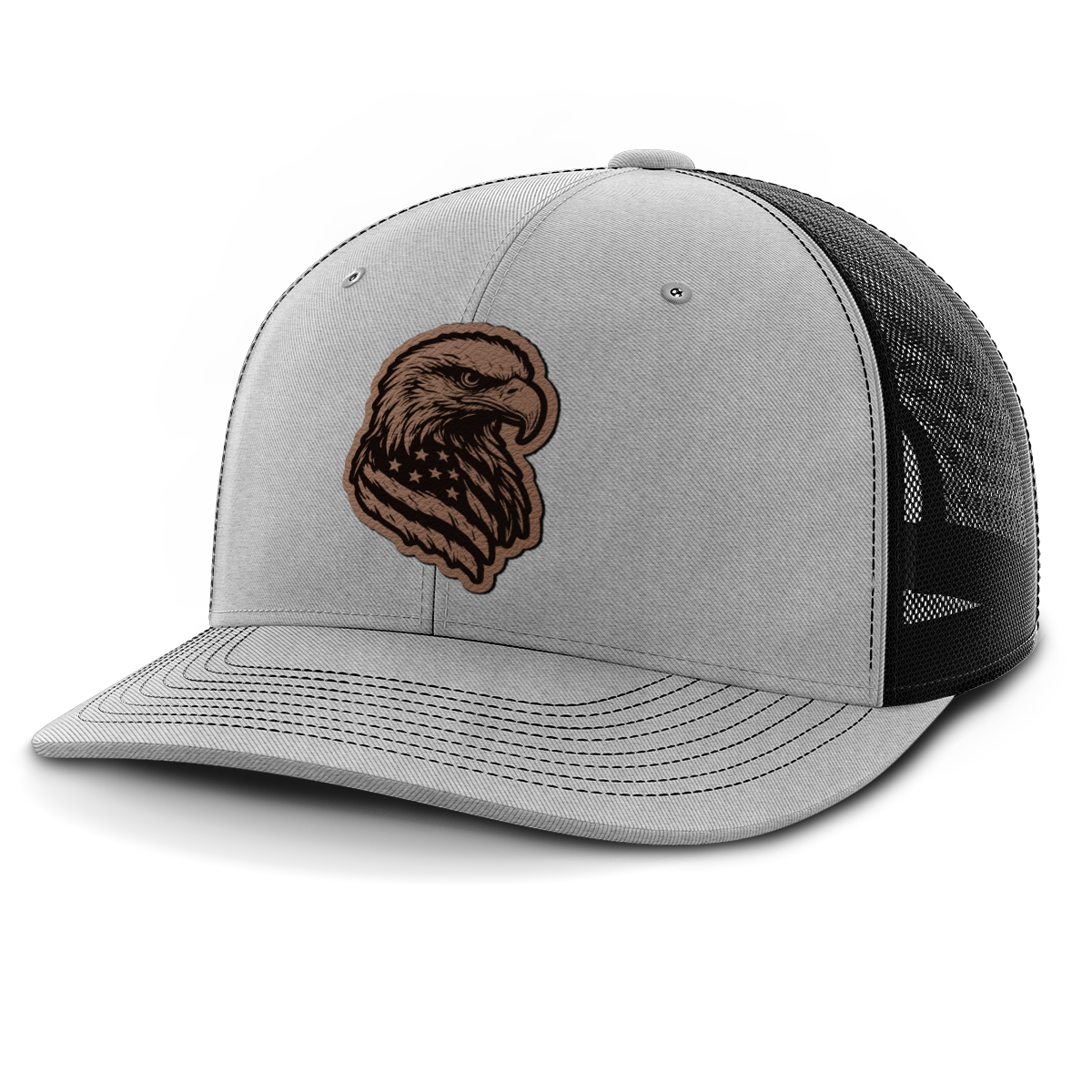 Eagle Flag, Leather Patch Trucker Hat