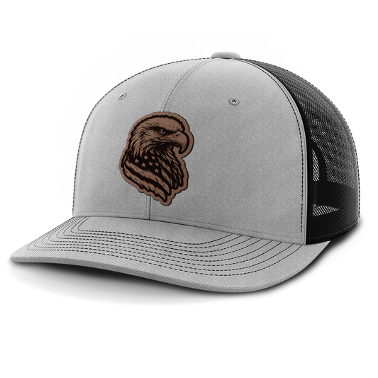 Eagle Flag, Leather Patch Trucker Hat