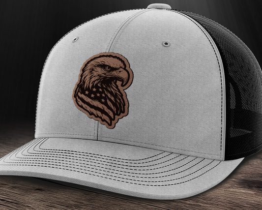 Eagle Flag, Leather Patch Trucker Hat