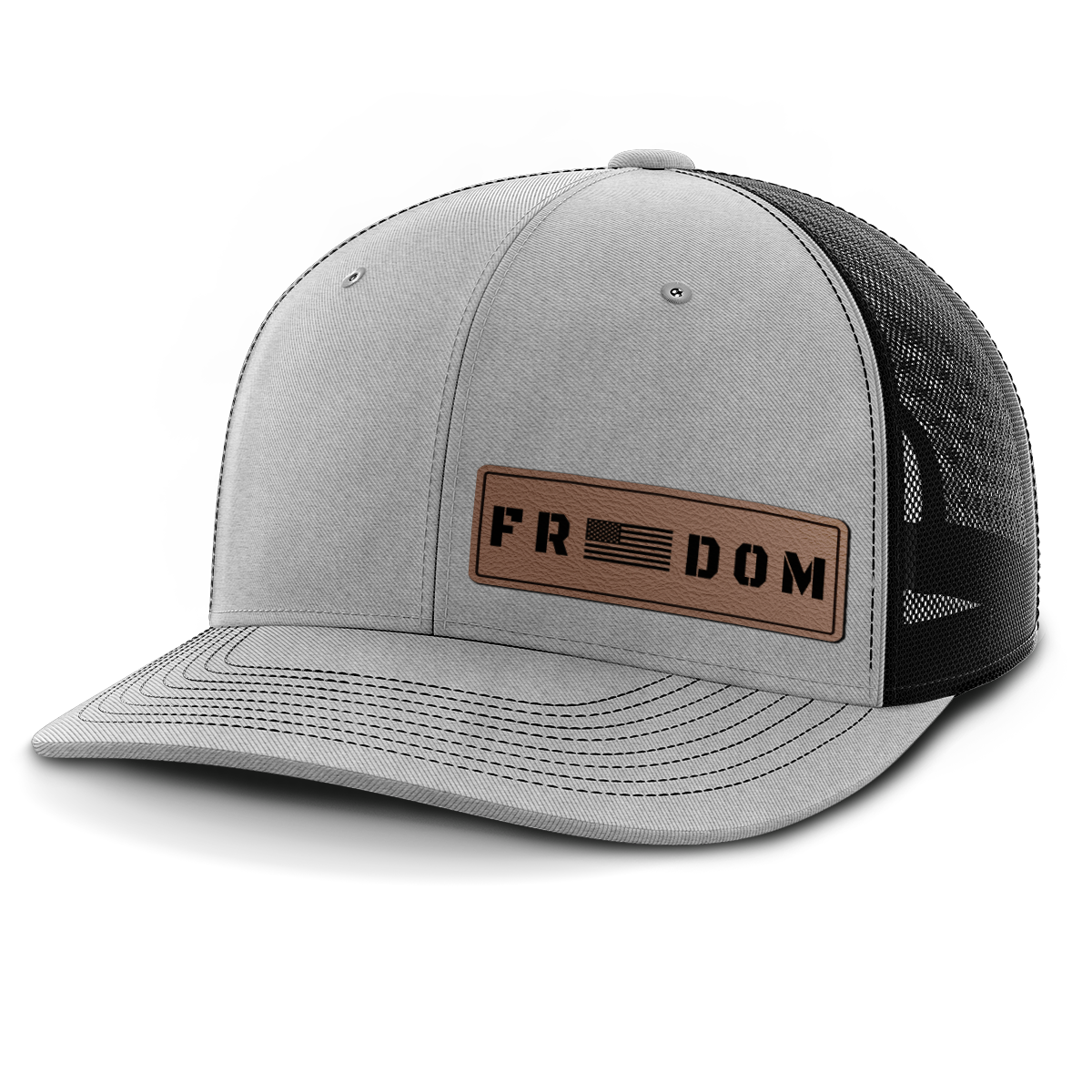Freedom (left), Leather Patch Trucker Hat