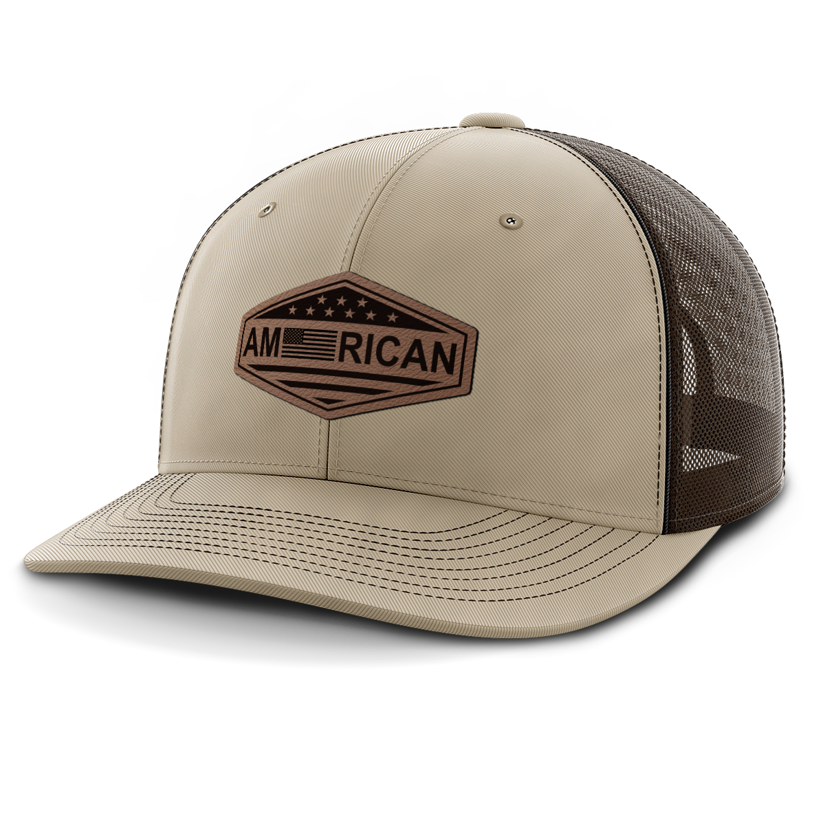 American, Leather Patch Trucker Hat