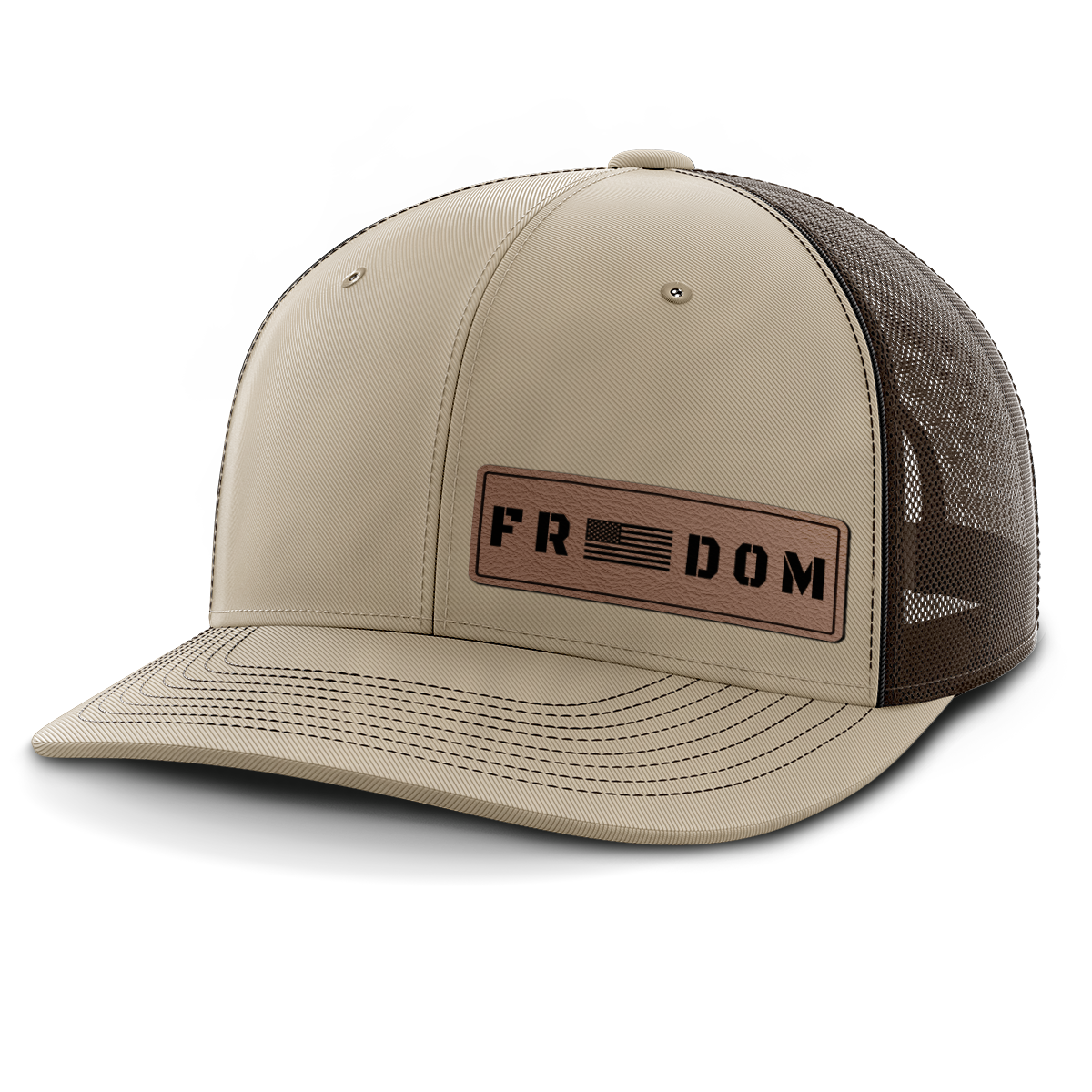 Freedom (left), Leather Patch Trucker Hat