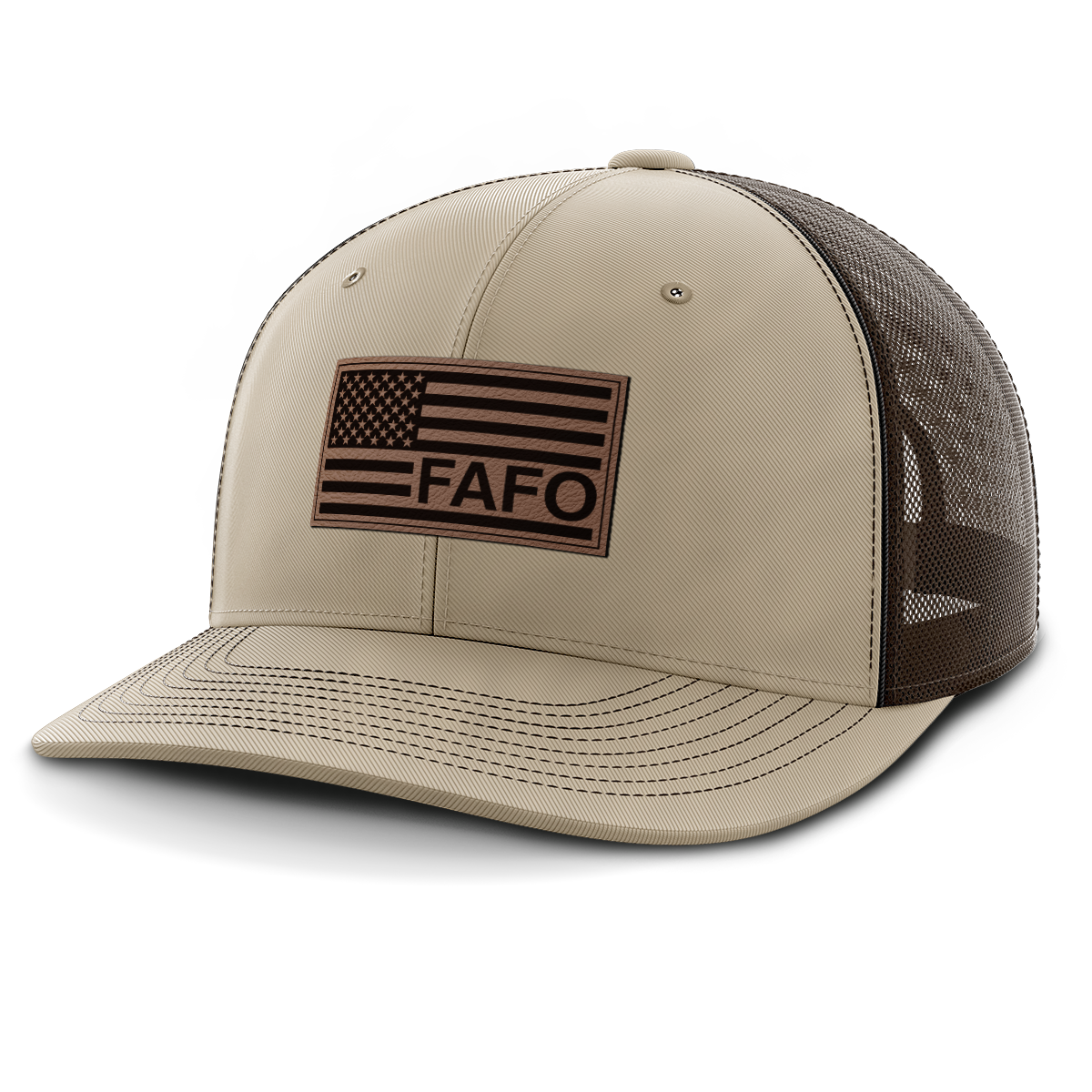 F Around and Find Out, FAFO Flag Hat, Leather Patch Trucker Hat