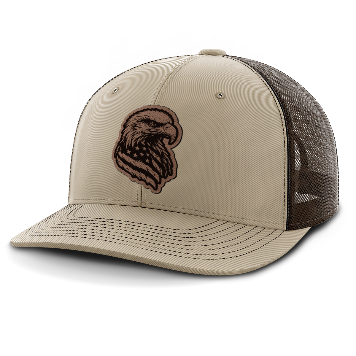 Eagle Flag, Leather Patch Trucker Hat
