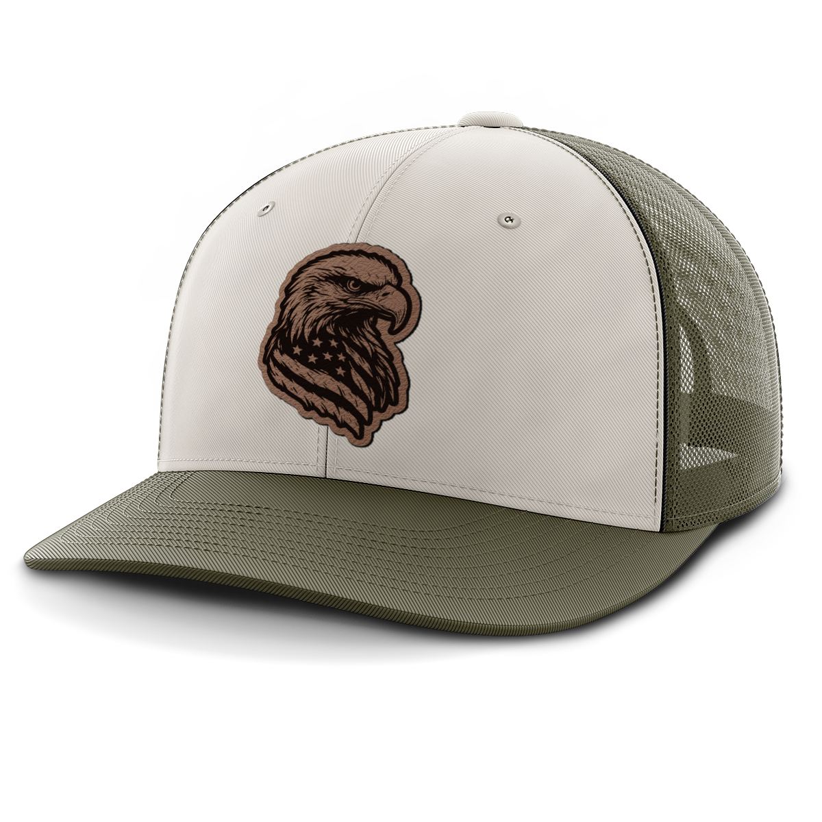 Eagle Flag, Leather Patch Trucker Hat