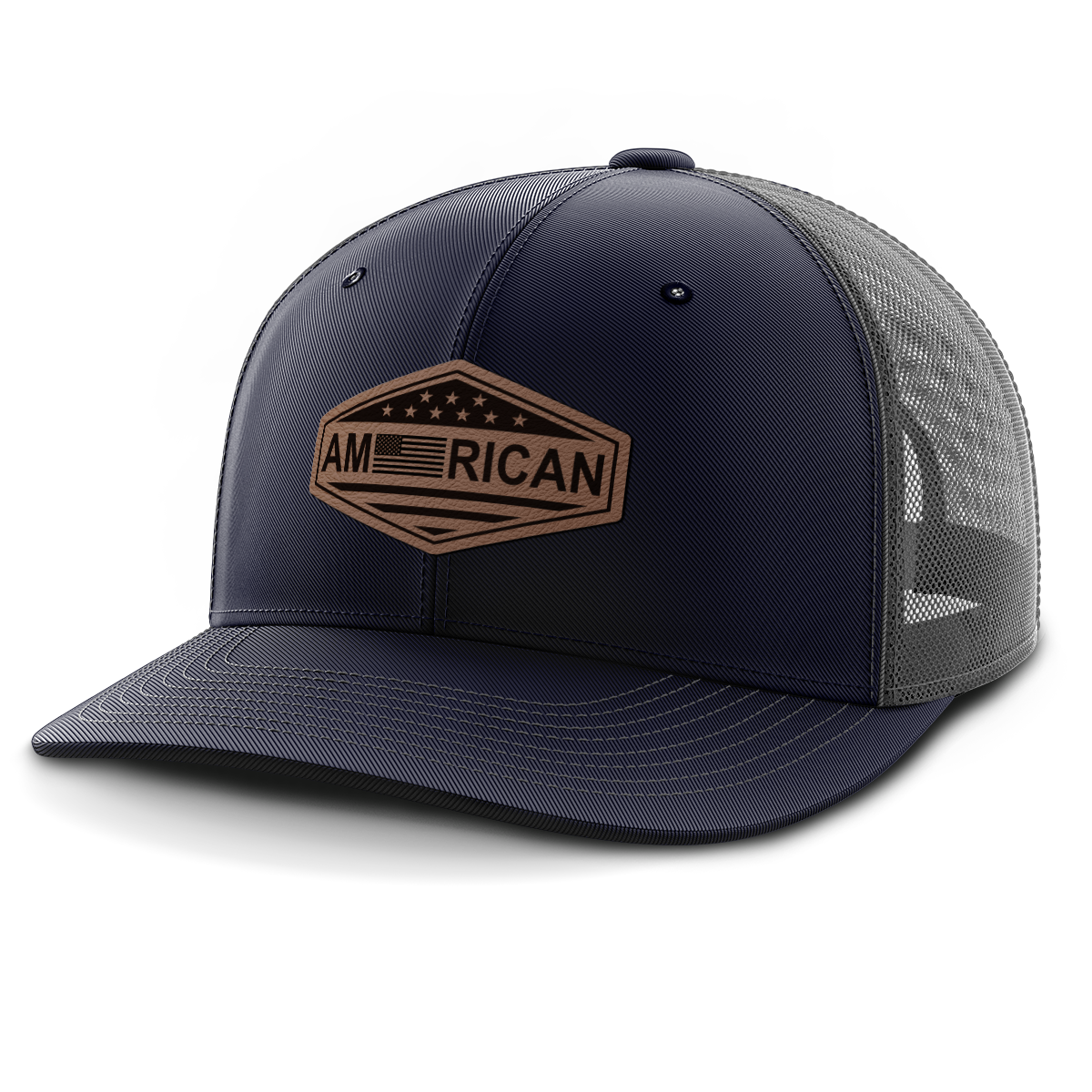 American, Leather Patch Trucker Hat