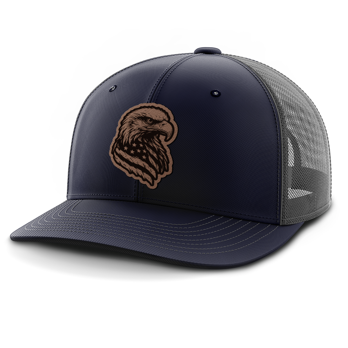 Eagle Flag, Leather Patch Trucker Hat