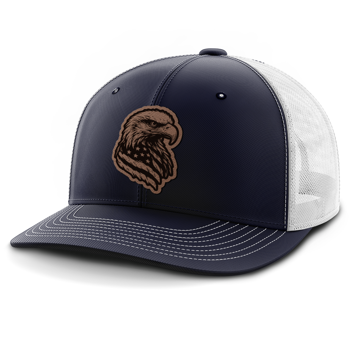 Eagle Flag, Leather Patch Trucker Hat