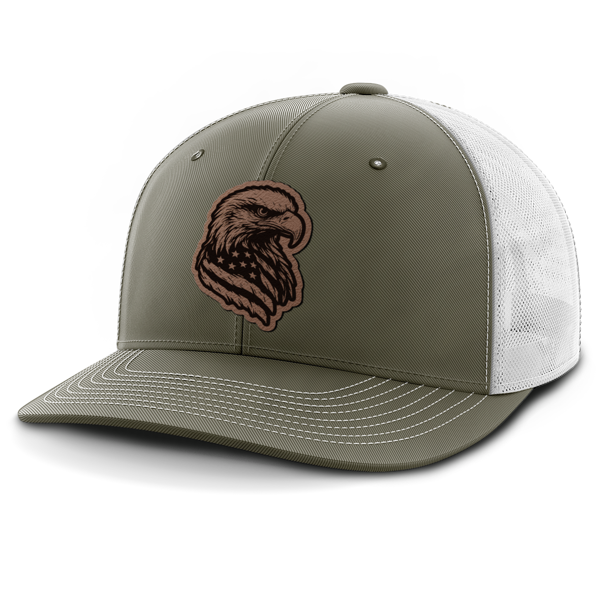 Eagle Flag, Leather Patch Trucker Hat