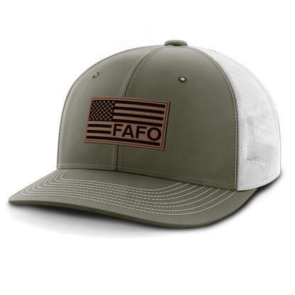 F Around and Find Out, FAFO Flag Hat, Leather Patch Trucker Hat