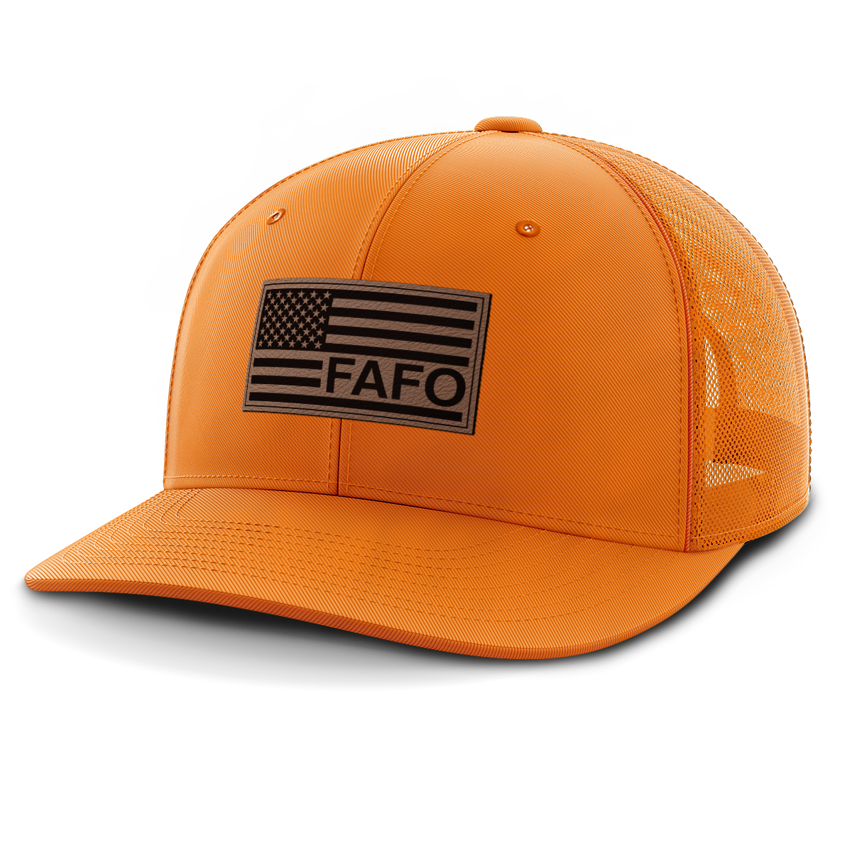 F Around and Find Out, FAFO Flag Hat, Leather Patch Trucker Hat